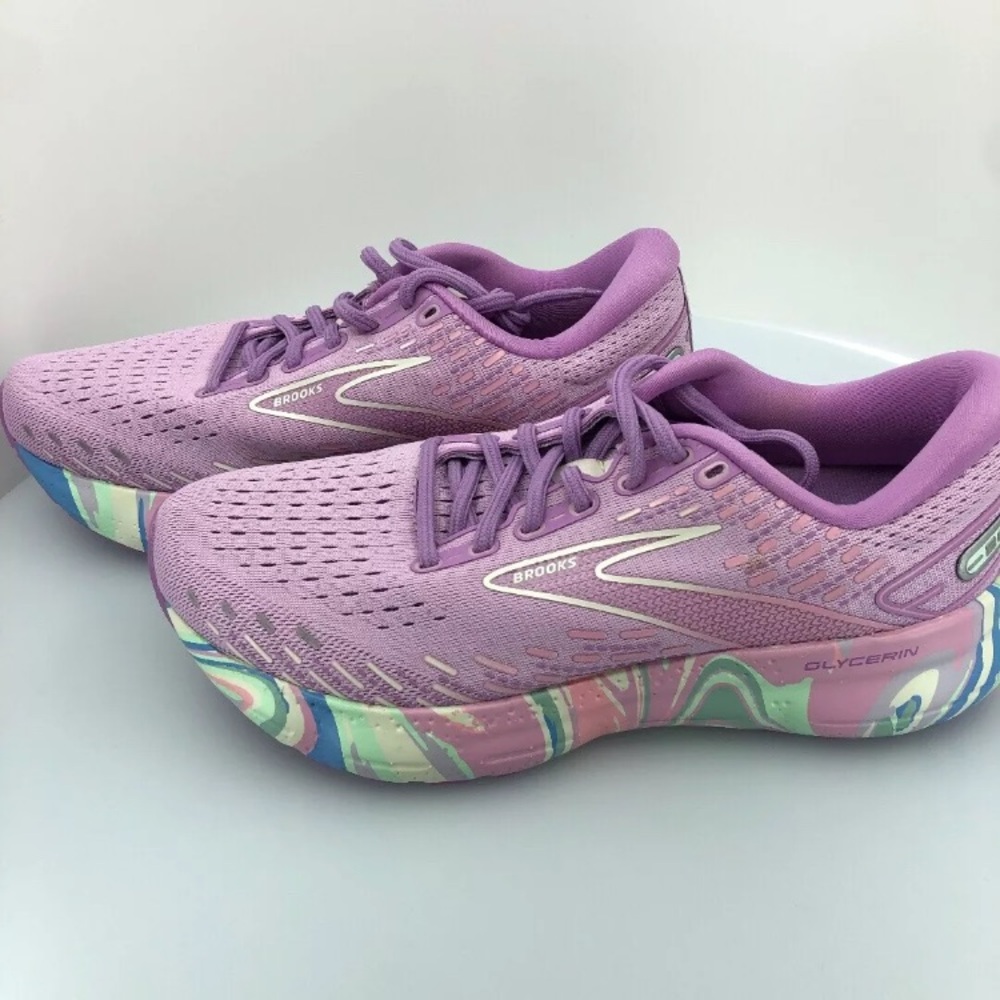 Brooks Glycerin 20 Lavender/Multi-Color Print Size 8.5M Athletic Shoes